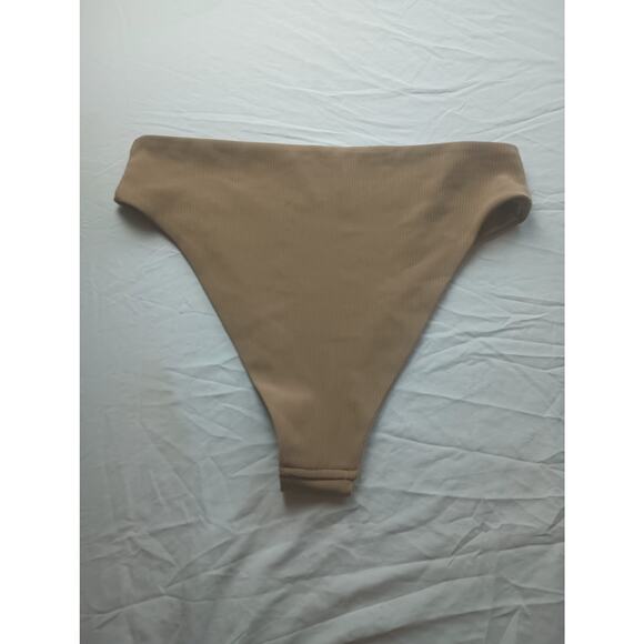 Princess Polly Ribbed High Rise Cheeky Tan Swim Bottoms Bikini Size 10 Vacation - Picture 3 of 4